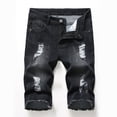thumbnail image 1 of Shorts de mezclilla para hombre con perforaciones elásticas y bordes pulidos color claro, 1 of 6