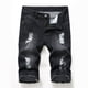 thumbnail image 1 of Shorts de mezclilla para hombre con perforaciones elásticas y bordes pulidos color claro, 1 of 6