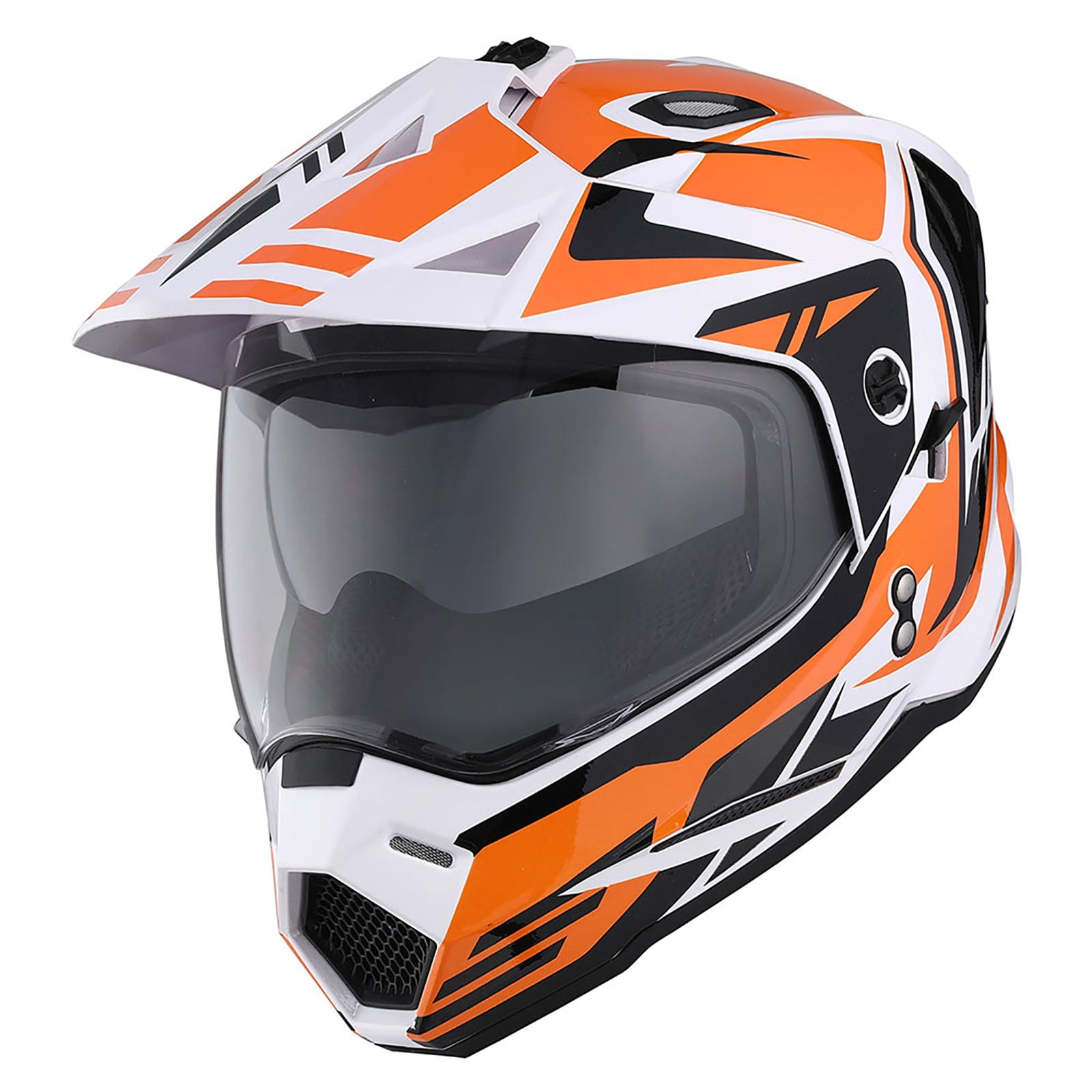 1Storm Dual Sport Motorcycle Motocross Off Road Full Face Helmet Dual Visor HF802 Storm Force Orange + Motorcycle Bluetooth Headset
