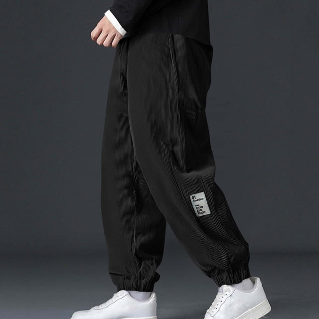 asjyhkr Mens Sweatpants Corduroy Jogger Drawstring Elastic Athletic Workout Running Pants with Pockets