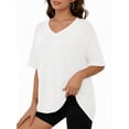 thumbnail image 2 of MOYIKO Oversized T shirts for Women V Neck Short Sleeve Loose Tees Summer Casual Basic Tops, 2 of 7
