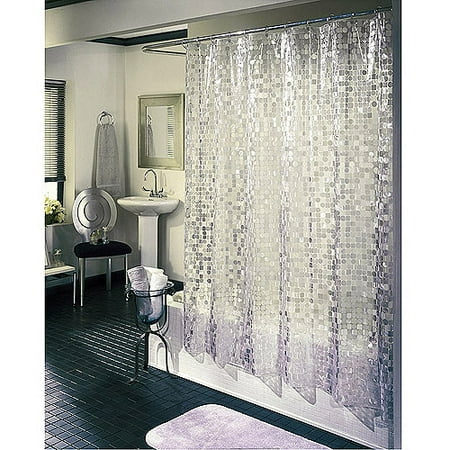 Excell Disco Vinyl Shower Curtain, Silver