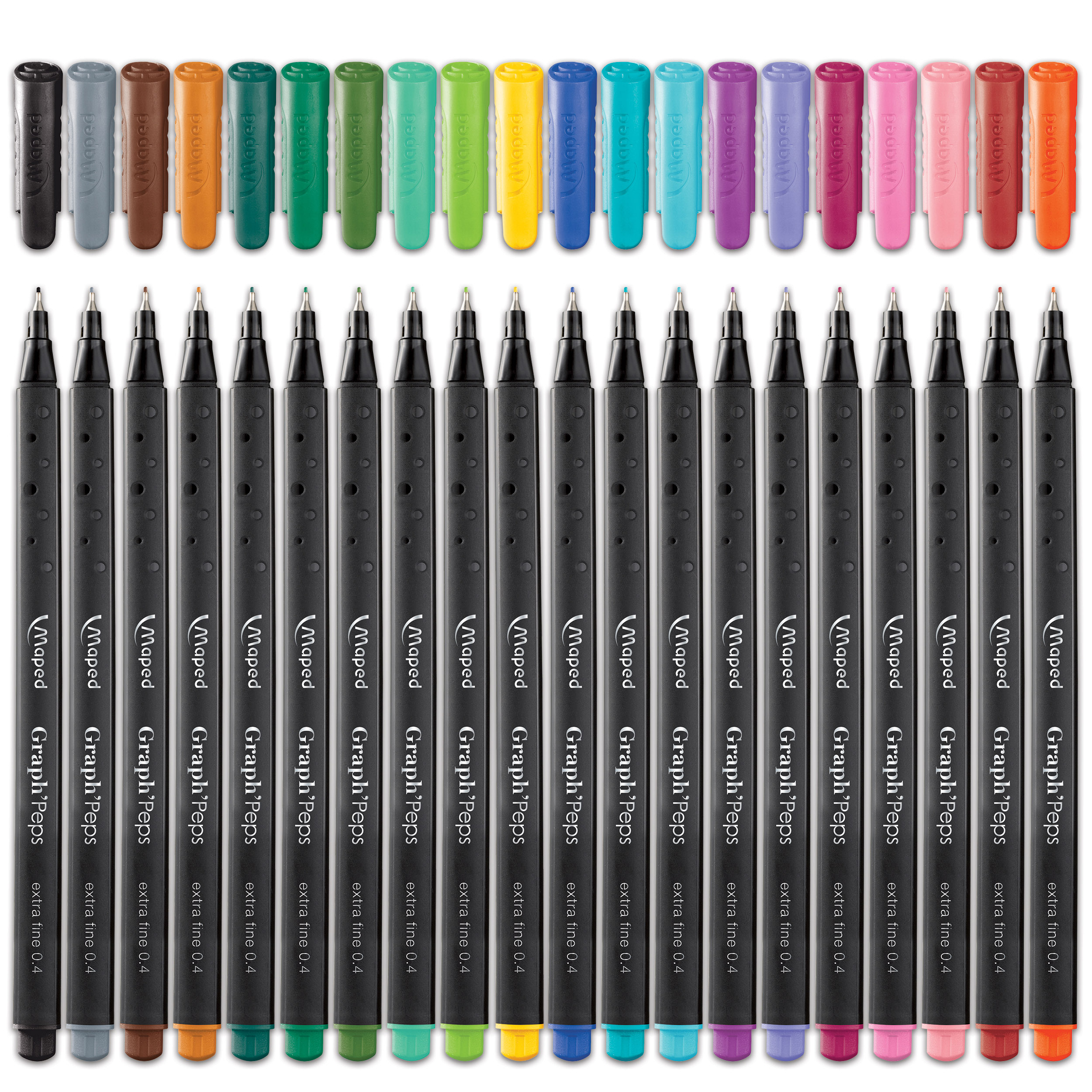 Maped Graph'Peps Fine Tip Triangular Felt Pens in Reusable Case - 20 Assorted Colors - image 3 of 7