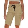 thumbnail image 2 of Hurxie Women's Cargo Shorts Quick Dry Athletic Shorts Lightweight Running Summer Hiking Shorts with Pockets Khaki,M, 2 of 6