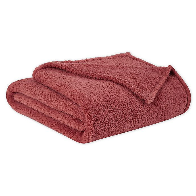Brooklyn Loom Marshmallow Sherpa Bed Blanket, King, Dusty Rose