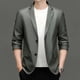 thumbnail image 2 of Chaqueta de traje para hombre, nueva chaqueta de cuero de otoño, suave, ajustada, coreana, para negocios, pequeña, a la moda, informal, 2 of 4