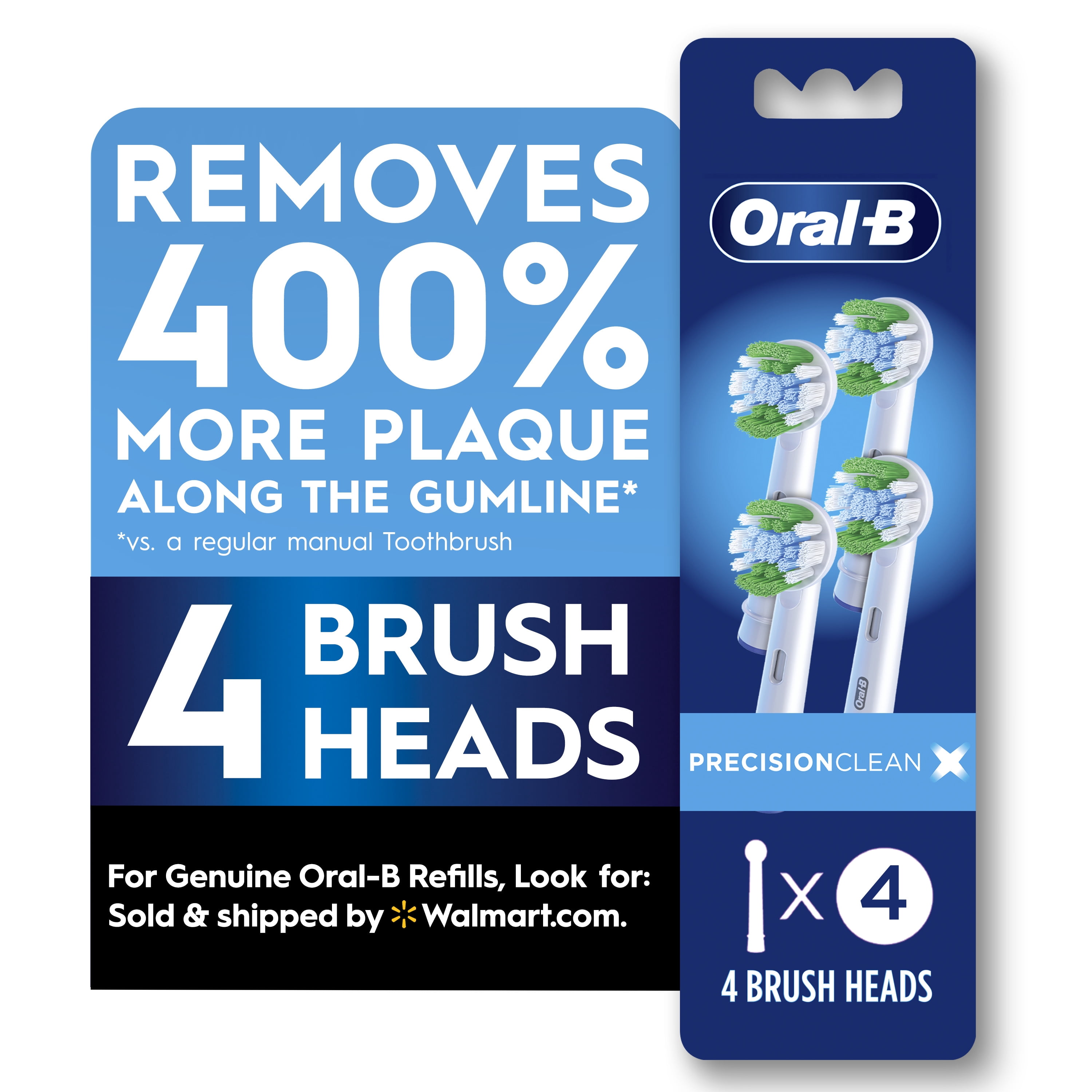 Lot De 4 Têtes De Rechange Oral-B Pure Clean - Compatible Avec Brosses Oral-B (sauf Pulsonic/IO)