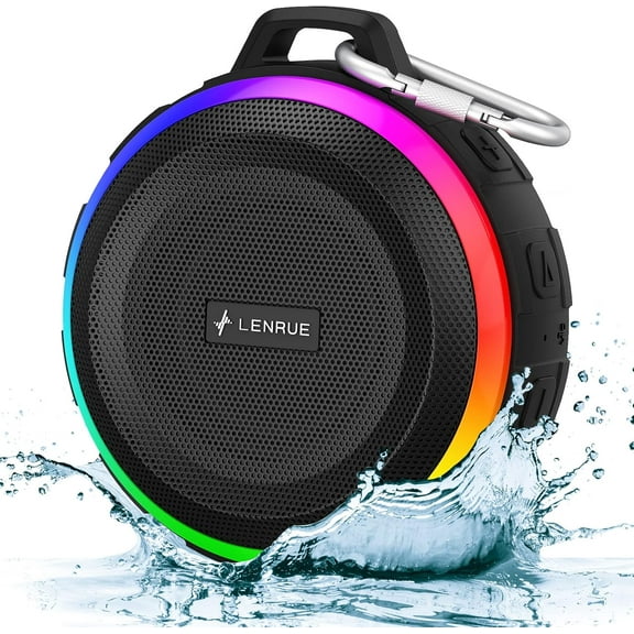 LENRUE Bluetooth Shower Speaker with IPX7 Waterproof, Dynamic Lights, Crisp Clear Sound, True Wireless Stereo, Clip Portable for Pool Beach Boat Kayak Float Golf Gift