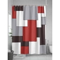 thumbnail image 5 of Mid Century Shower Curtain, Absrtact Geometric Red Gery Brown Waterproof Shower Curtain Set with 12 Hooks Lightweight Washable Fabric Shower Curtains for Bathroom 48x72 Inches, 5 of 6
