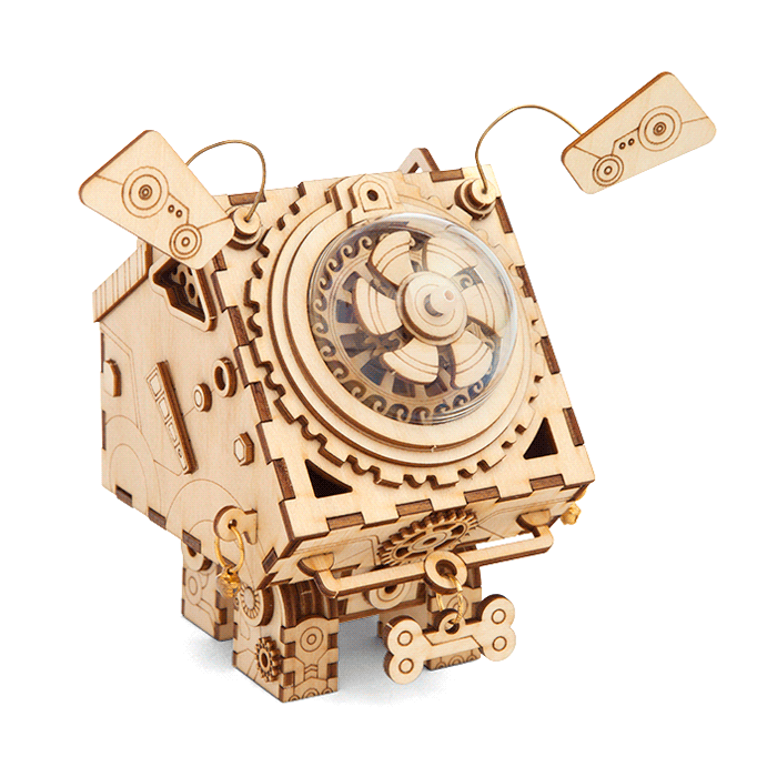 Robotime 3D Laser Cut Wooden Puzzle Music Box Kit Robot Dog Seymour Diy Puzzle Toy With A Cute Song