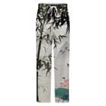 thumbnail image 5 of Chinese Ink Painting Bamboo Winter Female Pants Flannel High Waist Women Pants Lady Warm Straight Leg Plush Trousers, 5 of 7