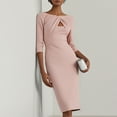 thumbnail image 3 of Women's Party Dress Evening Dress 3/4 Sleeve Fitted Elegant Cocktail Dress for Spring Fall Banquet Wedding Guest,Pink,L, 3 of 6