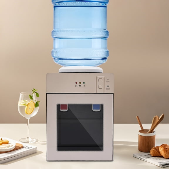 Countertop Water Dispenser Hot and Cold, Stainless Steel Liner Top Loading Water Cooler with 3 Temperatures for 1-5 Gallon Bottles, Energy Saving Small Water Dispenser for Home Office Kitchen