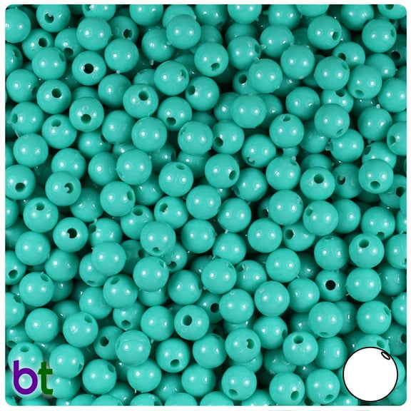 BeadTin Light Turquoise Opaque 6mm Round Plastic Beads (500pcs)