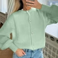thumbnail image 7 of Sweater Cardigans for Women Soft Knit Coat Crew Neck Button Up Outerwear Long Sleeve Fall Winter Clothes (L, Mint Green), 7 of 7