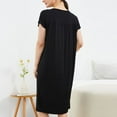 thumbnail image 2 of Besolor Chemises de Nuit Grande Taille pour Femmes Été Confortables à Manches Courtes Col Ras du Cou Vêtements de Nuit Chemises de Sommeil Robe de Nuit, 2 of 5