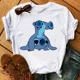 thumbnail image 3 of Camiseta holgada con cuello redondo y estampado de puntadas para parejas, camiseta blanca de manga corta de Disney, novedad de verano 2022, 3 of 4