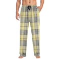 thumbnail image 4 of Men's Sleep Pants Lightweight Pjs Sleepwear Comfortable Lounge Pants Bottom Pants with Pocket Light Yellow and Grey Tartan, 4 of 7
