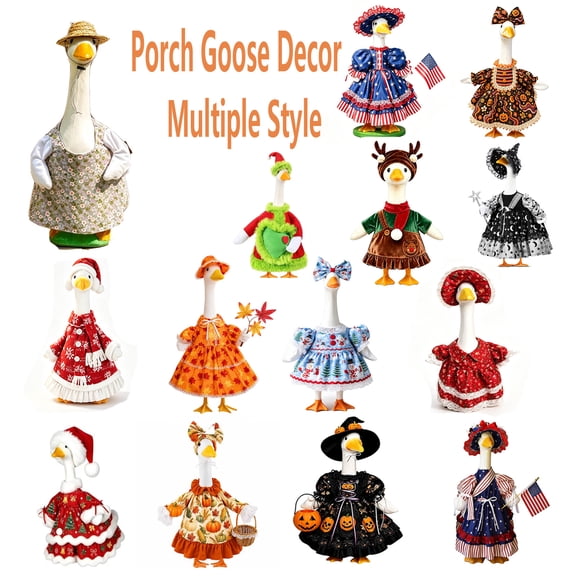 Nkmbld Goose Decor Rustics Goose Costume Clothes for Outdoor Patio Yard Decor, Porch Goose Decoration for Cement Plastic Goose Statue