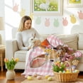 thumbnail image 4 of Throw Blanket Fleece Throw Blanket 50x80in, Spring Easter Cute Rabbit Tulip Soft Lightweight Bed Blankets Flower Butterfly on Pink Plaid Fuzzy Couch Blankets for All Season, 4 of 9