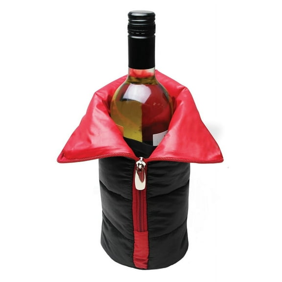 Innovative Home Zipper Front Insulated Wine Bottle Tote - Black - Single Bottle