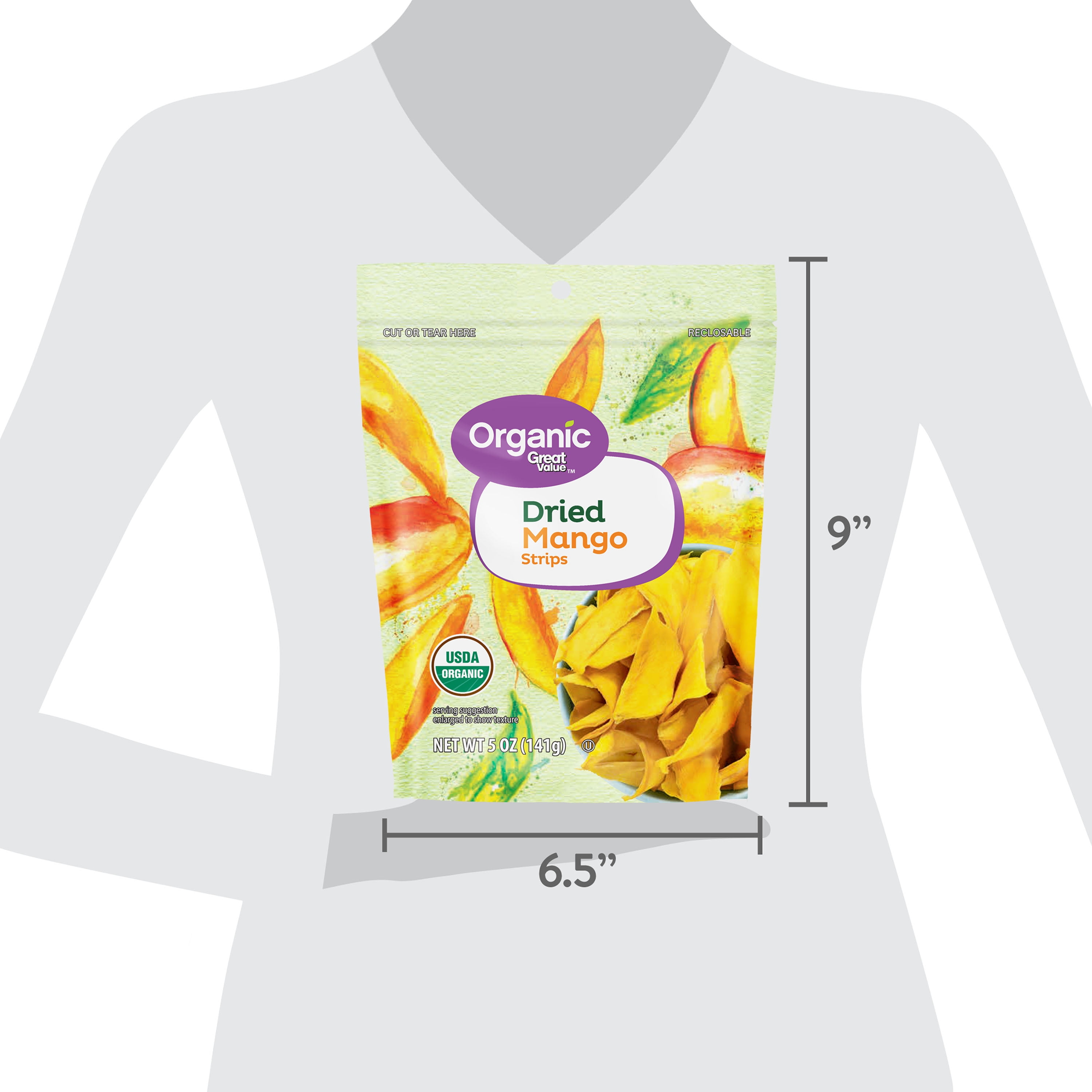 (3 pack) Great Value Organic Dried Mango Strips, 5 oz