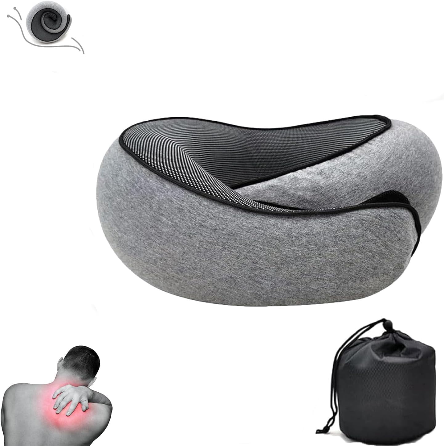 Neck Pillow, Wander Plus Travel Neck Pillow, Aircraft Memory Foam Travel Neck Pillow (Black)
