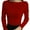 Red, variant on Women Knitting Tops Bateau Collar Long Sleeve Slim Fit Pullover Tops Solid Color Stretchy Bottoming Tops Daily Wear