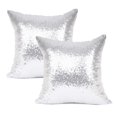 thumbnail image 1 of Funda de almohada decorativa YOUR SMILE, 55 x 55 cm, color plateado, paquete de 2, 1 of 7