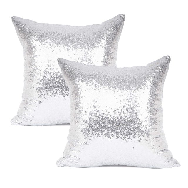 Funda de almohada decorativa YOUR SMILE, 55 x 55 cm, color plateado, paquete de 2