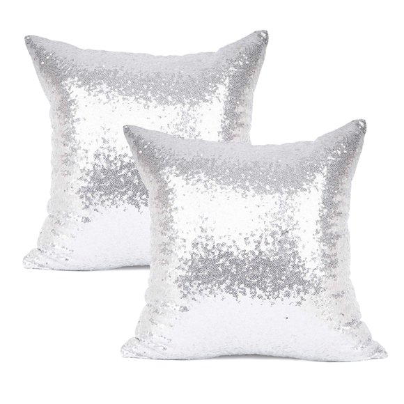 Funda de almohada decorativa YOUR SMILE, 55 x 55 cm, color plateado, paquete de 2
