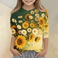thumbnail image 5 of Grblisyd 3/4 Sleeve Shirts for Girls Cute Sunflower Daisy Printed T Shirts Kids Summer Loose Tops Casual Crewneck Tees 7-8 Years, 5 of 5