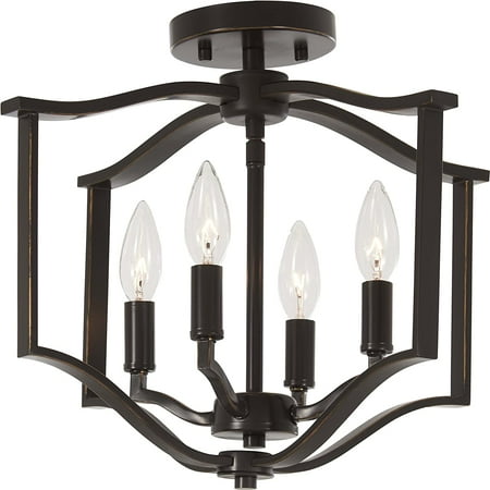 

Semi Flush Mount Ceiling Light 4656-579 Elyton Lighting Fixture 4-Light 240 Watts Downton Bronze