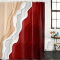 thumbnail image 2 of Red Coastal Beach Bathroom Shower Curtains with 12 Hooks Polyester Waterproof Shower Curtain for Stalls and Bathtubs Farmhouse Abstract Ocean Waves Striped Decorative Bathroom Curtain 72x96 Inches, 2 of 9