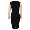 thumbnail image 5 of safuny Women's Knee Length Pencil Dress Color Block Round Neck Elegant Casual Party Fashion Long Sleeve Dress Yellow L, 5 of 7