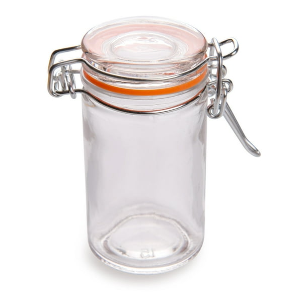 3 Oz Round Glass Nostalgic Mason Jar With Clamp Lid 1 4 X 10 Count Box Com 3 Oz Round Glass Nostalgic Mason Jar, Mini Spice Jar With Clamp
