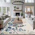 thumbnail image 3 of Area Rug for Living Room, Navy Blue Eucalyptus Non-Slip Indoor Large Carpet for Bedroom/Dining Room, Farmhouse Weeping Leaves Linen Washable Low-Profile Rectangle Floor Runner Rugs - 5 x 8 Ft, 3 of 8