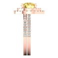 thumbnail image 3 of 2.68 ct Brilliant Round Cut Yellow Zircon 14K Rose Gold Halo Solitaire with Accents Engagement Bridal Wedding Ring Band Set size 4.25, 3 of 7