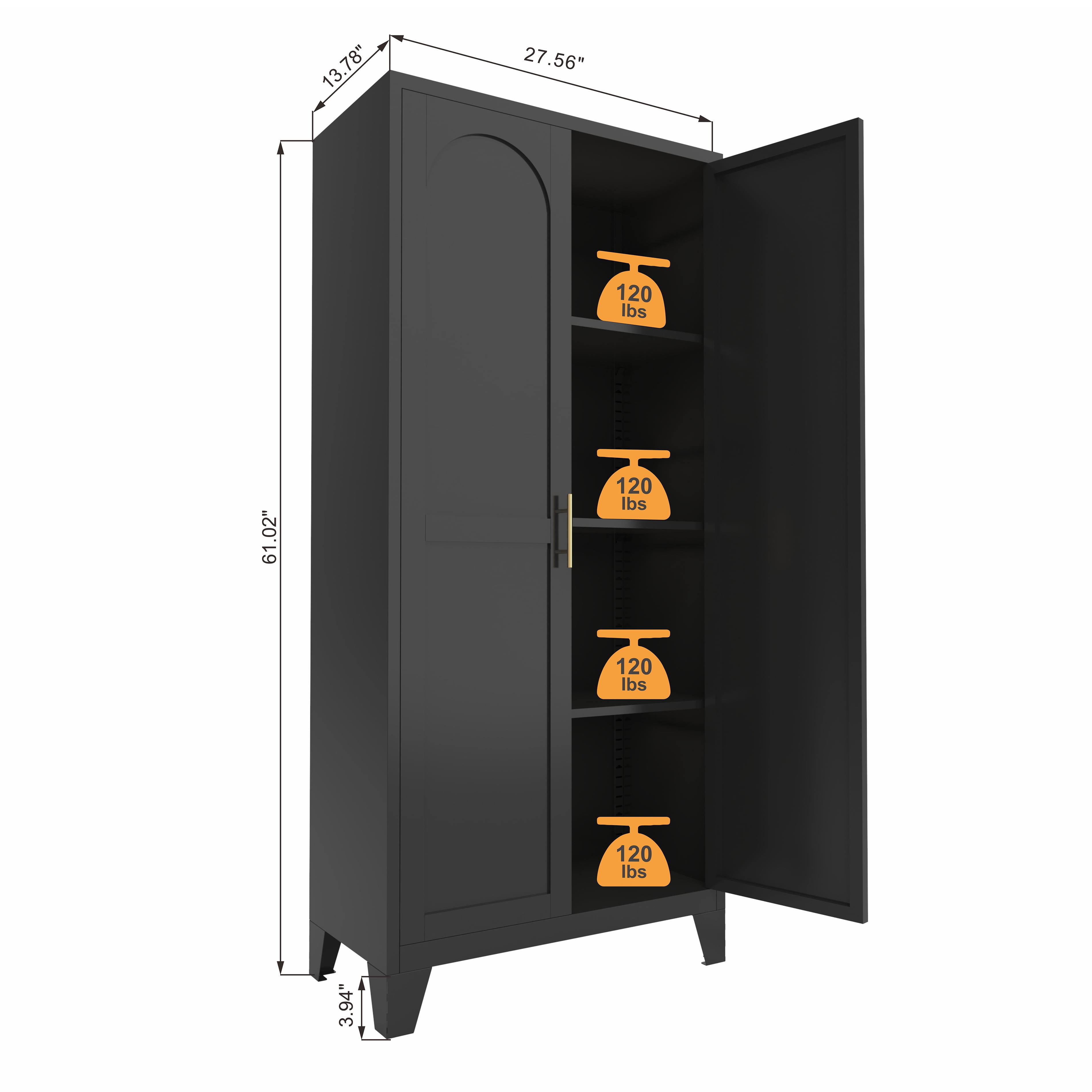 Homy Casa 60" Tall File Cabinet, Modern Storage Cabinet for Home Office or Study Room, Black