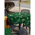 thumbnail image 4 of Outdoor Tablecloth with Umbrella Hole and Zipper, Happy St. Patrick's Day Square Table Cloth 60x60 Inch Waterproof Tablecloth, Spring Shamrocks Grass Watercolor Picnic Table Cover for Patio Camping, 4 of 7