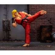 Jada Toys Street Fighter II Ken Action Figure Wave 2 - 6 Tall, Interchangeable Heads, Hands, Fireball Accessory