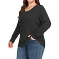 thumbnail image 6 of Qwertyu Women's Plus Size Long Sleeve T-Shirt Casual Loose Cotton Shirts Scoop-Neck Basic Tops for Women Black 4XL, 6 of 8