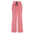 thumbnail image 5 of Bibifish Womens Pants Trendy Popcorn Red White Stripe Casual Trousers Loose Fit Wide Leg Casual Trendy Daily Elastic Waist Trousers, 5 of 5
