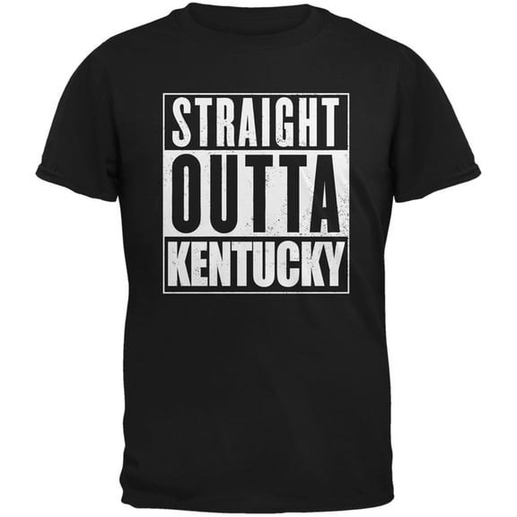 Straight Outta Kentucky Black Adult T-Shirt - X-Large