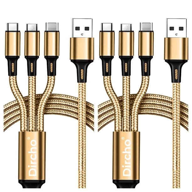 Cable de Carga Multiusb 10 Pies 3A, Conector de Carga Rápida 3 en 1 con Adaptador Dual Teléfono/tipo C/Micro USB, Compatible con Tabletas Phone15/14/23/12/1 Pro 8 7 6 Samsung Galaxy