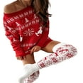 thumbnail image 3 of Bas Cuisse de Noël pour Femmes, Bas Tricotés à Motif Flocon de Neige, 3 of 5