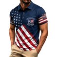 thumbnail image 5 of XinghaiYIDE Mens Polo Shirt Gradient US Star Stripe Flag Print Short Sleeve Patriotic Holiday Collared Top S-5XL, 5 of 5