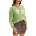 thumbnail image 4 of ATHLECHIC Floral V Neck Cardigans for Women Button Down Open Front Long Sleeve Knit Sweater Outerwear XL Green, 4 of 5