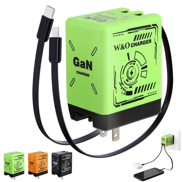 Cargador W&O GaN 2 en 1 de carga rápida con Lightning y Type-C