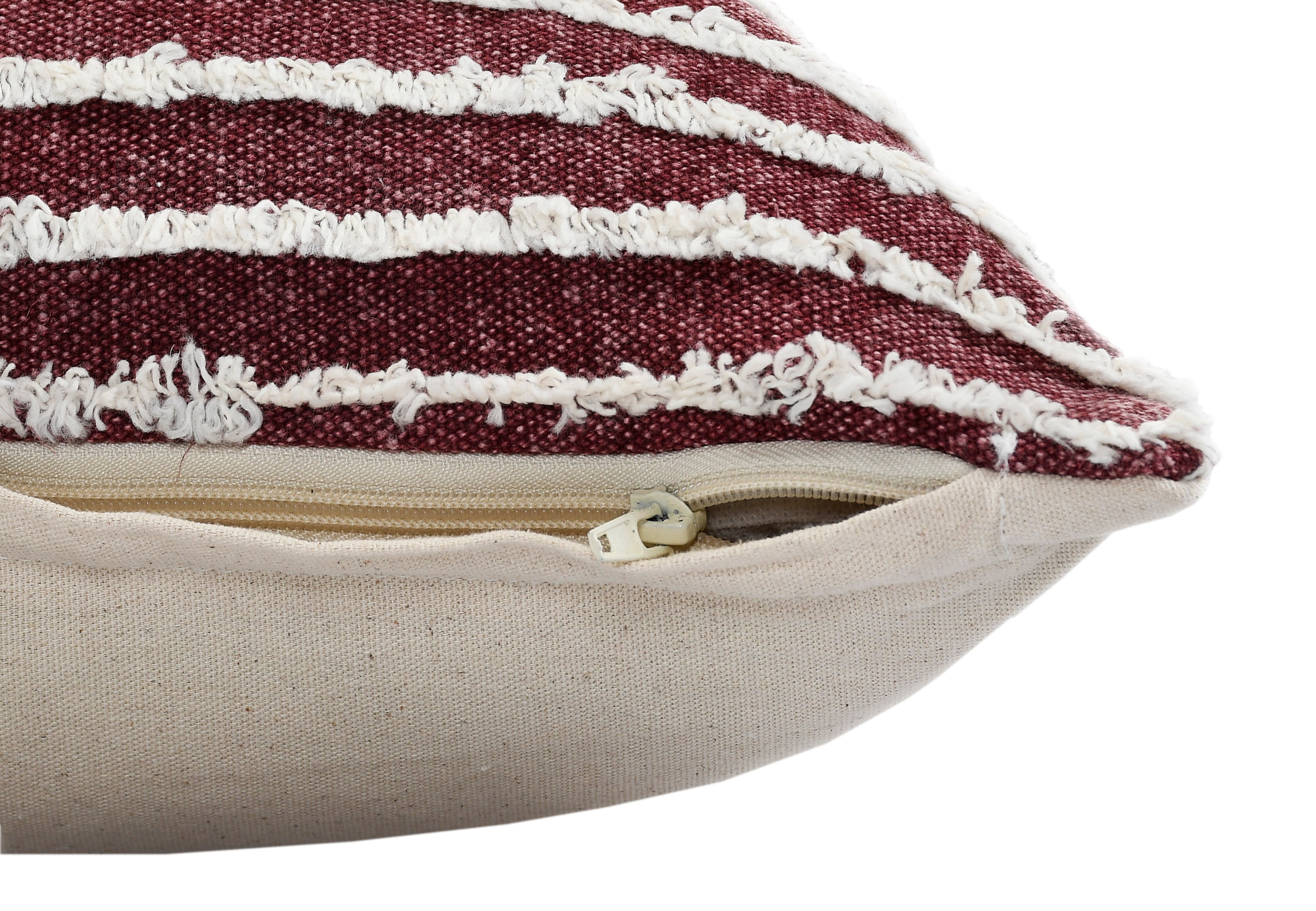 Harlow Hill Xia 20" x 20" Striped Cotton Adult Decorative Feather Filled Pillow, Red/White